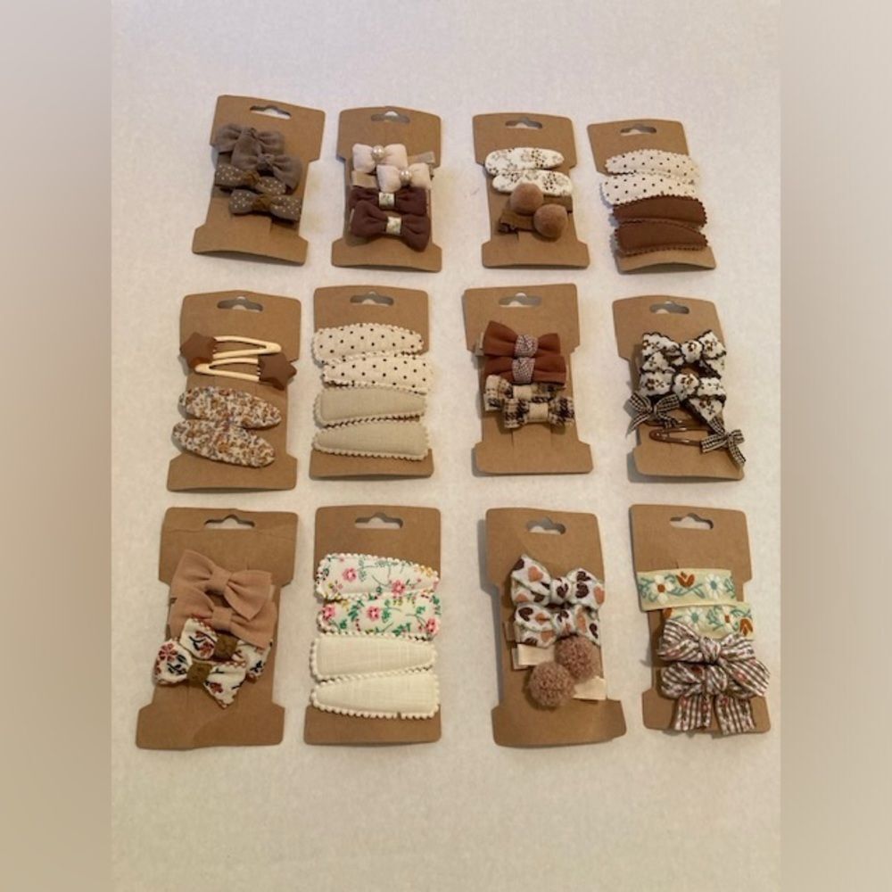 NEW Hair Clip Hair Slide Barrettes Lot of 12 Pairs Multicolor Ribbon Bow Floral